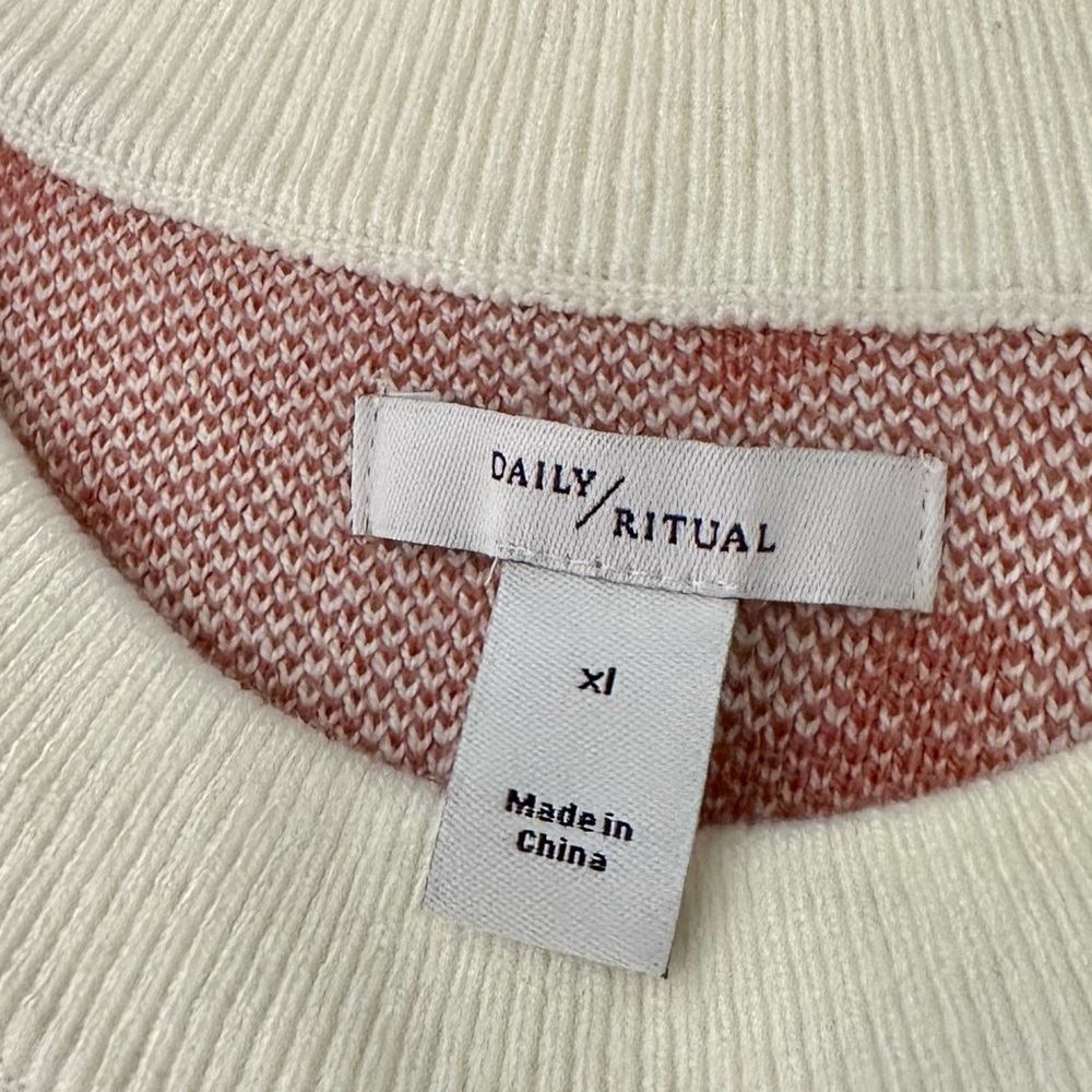 NEW DAILY RITUAL SZ XL CREAM TAN LEOPARD PRINT CREW NECK PULLOVER SWEATER - Picture 3 of 8